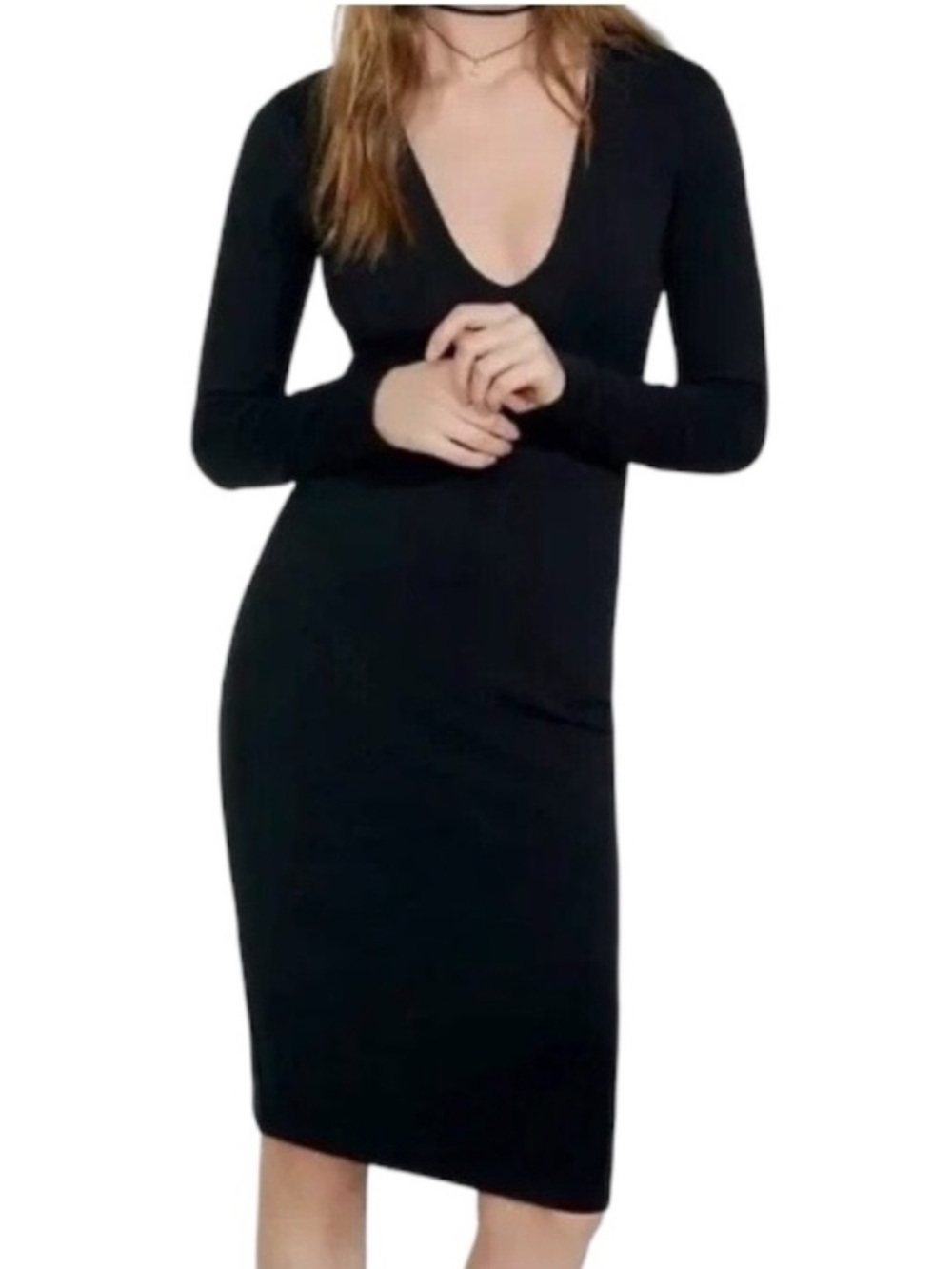 Express Black V-Neck Long Sleeve Dress Size Small
